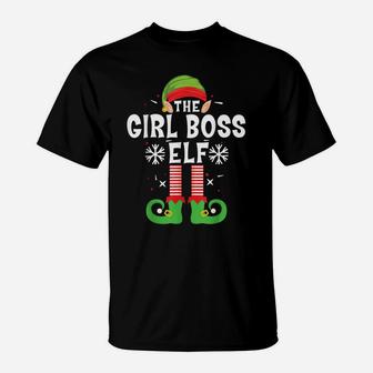 The Girl Boss Elf Christmas Family Matching Pajamas Bossy T-Shirt | Crazezy AU