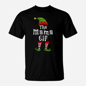 The Mama Elf Matching Family Group Christmas Party Pajama T-Shirt | Crazezy