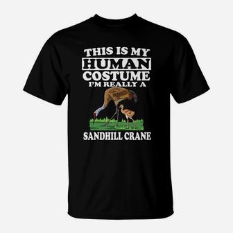 This Is My Human Costume I'm Really A Sandhill Crane Birding T-Shirt | Crazezy DE