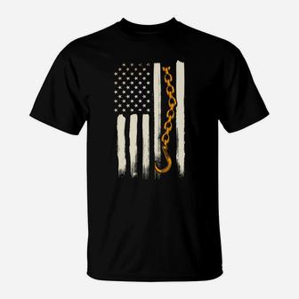 Tow Truck Driver Gifts American Flag Patriotic Towing T-Shirt | Crazezy