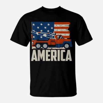 Tow Truck Driver T-Shirt - American Flag With Tow Truck T-Shirt | Crazezy