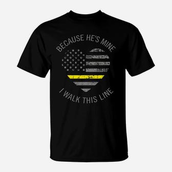 Tow Wife Hoodie Thin Yellow Line Flag Heart Gift T-Shirt | Crazezy