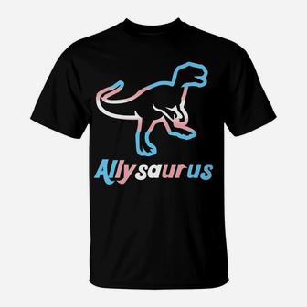 Trans Ally Allysaurus Gay Pride Lgbtq Trans Flag Dinosaur Sweatshirt T-Shirt | Crazezy