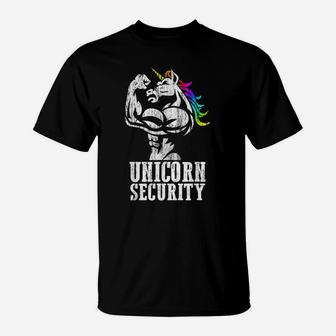 Unicorn Security Rainbow Muscle Manly Funny Christmas Gift T-Shirt | Crazezy DE