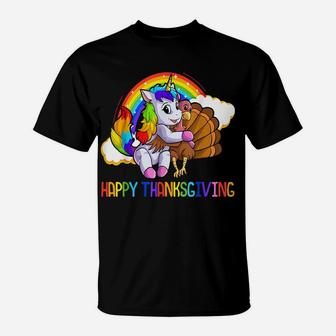Unicorn Thanksgiving Shirt For Girls Pilgrim Cute Turkey T-Shirt | Crazezy