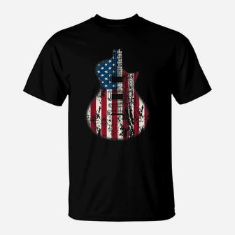 Us American Flag Guitar Musician Guitars Vintage Tee T-Shirt | Crazezy UK