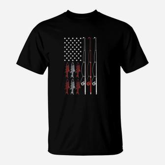 Usa Flag Fishing Dad Grandpa Gift Vintage Fishing Dad T-Shirt | Crazezy