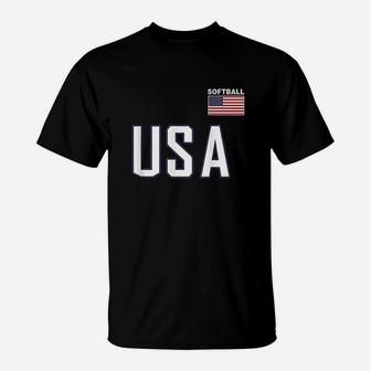 Usa Flag Softball Pocket Team Jersey Gift Top T-Shirt | Crazezy