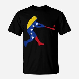 Venezuela Baseball T Shirt Batter Classic Flag Stars T-Shirt | Crazezy