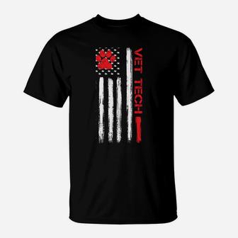 Vet Tech Veterinary Technician American Flag Paw Print Gift Sweatshirt T-Shirt | Crazezy CA