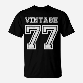 Vintage 77 1977 Birthday Gift Age Year Old Cute Funny T-Shirt | Crazezy