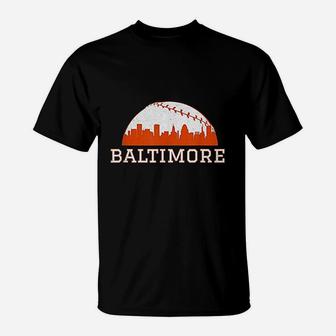Vintage Downtown Baltimore Md Baseball Skyline T-Shirt | Crazezy DE