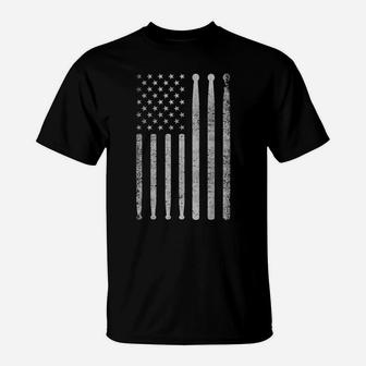 Vintage Drum Drummer Usa American Flag T-Shirt Tee Gift T-Shirt | Crazezy