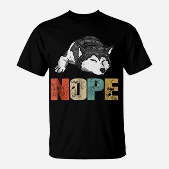 Vintage Nope Funny Siberian Husky Dog Lover T-Shirt | Crazezy UK