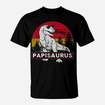 Vintage Papisaurus Shirt Papi Saurus Dinosaur Gift Dad Men T-Shirt | Crazezy