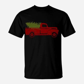 Vintage Red Truck With Christmas Tree Sweatshirt T-Shirt | Crazezy