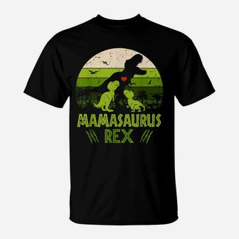 Vintage Retro 2 Kids Mamasaurus Dinosaur Lover Gift T-Shirt | Crazezy CA