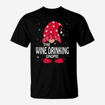Wine Drinking Gnome Matching Family Group Christmas Party Sweatshirt T-Shirt | Crazezy