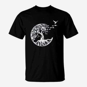 Women Life Tree Birds Graphic Outdoor Nature Hiking Camping T-Shirt | Crazezy