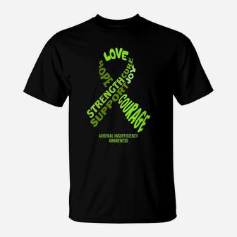 Womens Adrenal Insufficiency Awareness Ribbon With Words T-Shirt | Crazezy