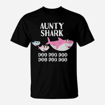 Womens Aunty Shark Doo Doo Christmas Gift Matching Family Pjs & T-Shirt | Crazezy