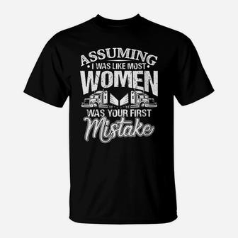 Womens Female Truck Driver Funny Trucker Girl Gift T-Shirt | Crazezy CA