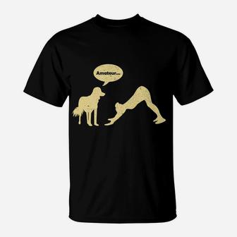 Womens Funny Downward Facing Dog Yoga Humor Comedy Womens T-Shirt | Crazezy AU