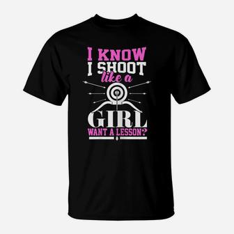 Womens Girls Archery Bow Hunting Mom Teen Gift T-Shirt | Crazezy