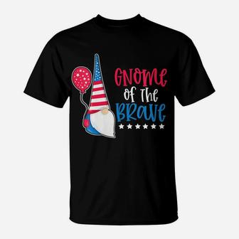 Womens Gnome Of The Brave 4Th Of July Patriotic Red White Blue USA T-Shirt | Crazezy UK