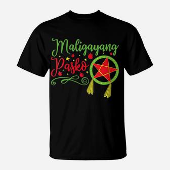 Womens Maligayang Pasko Parol Light Cute Filipino Christmas T-Shirt | Crazezy