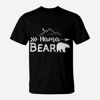 Womens Mama Bear Matching Family Mama Papa Bear Camping Gift T-Shirt | Crazezy
