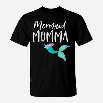 Womens Mom Birthday Party Outfit Dad Mama Girl Mermaid Momma Shirt T-Shirt | Crazezy