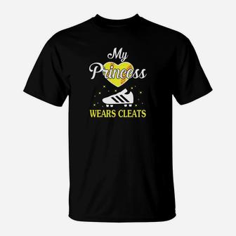 Womens Softball Mom My Princess Wears Cleats Softball Mom Gift T-Shirt | Crazezy DE