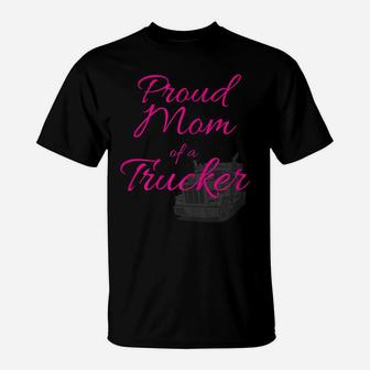 Womens Trucker Mom Pride Gift Design For Mothers Of Truck Drivers T-Shirt | Crazezy AU