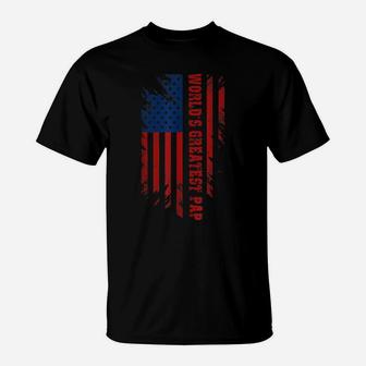 World's Greatest Pap American Flag Men Father's Day Gift T-Shirt | Crazezy DE