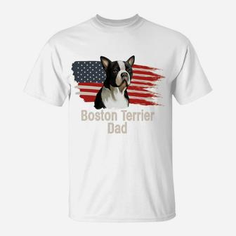 American Flag Boston Terrier Dad Sweatshirt T-Shirt | Crazezy