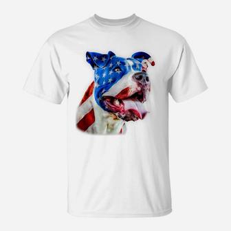 American Pit Bull Terrier USA Flag Patriotic Dog Gift T-Shirt | Crazezy