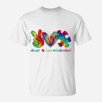 Autism Awareness Accept Understand Love Autism Mom Tie Dye T-Shirt T-Shirt | Crazezy