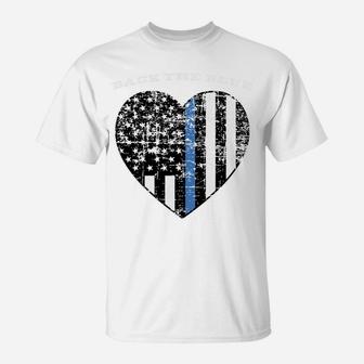 Back The Blue Thin Blue Line American Flag Police Support Sweatshirt T-Shirt | Crazezy