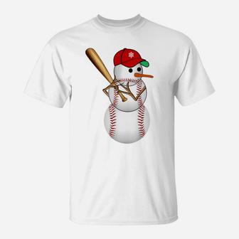 Baseball Snowman Balls Snow Christmas Xmas Gifts Men Women T-Shirt | Crazezy UK