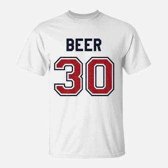 Beer 30 Athlete Uniform Jersey Funny Baseball Gift Graphic T-Shirt | Crazezy AU