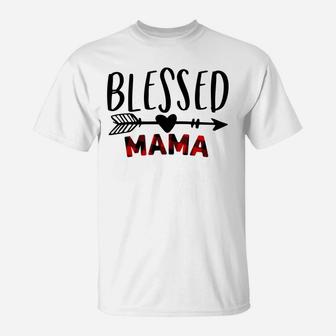 Blessed Mama Shirt - Mom Life - Red Buffalo Plaid Sweatshirt T-Shirt | Crazezy
