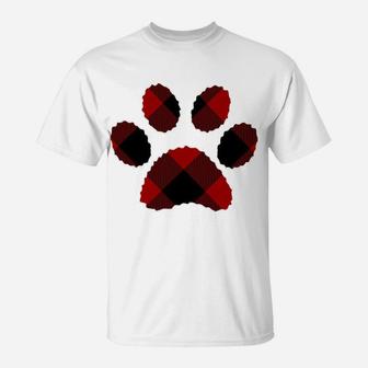 Buffalo Plaid Red Paw Print Dog Or Cat Lovers Christmas Gift Sweatshirt T-Shirt | Crazezy