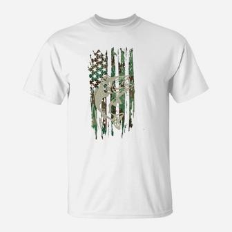 Camouflage American Flag Bass Fishing Gift T Shirt Tshirt T-Shirt | Crazezy