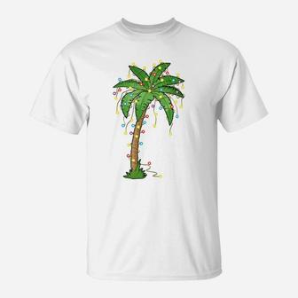 Christmas Lights Palm Tree Beach Funny Tropical Xmas Gift Sweatshirt T-Shirt | Crazezy
