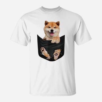 Cute Shiba Inu In Your Pocket Akita Dog Lover Owner T-Shirt | Crazezy