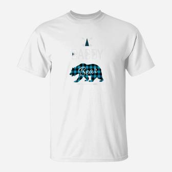 Daddy Bear Buffalo Plaid Blue Family Christmas Camping T-Shirt | Crazezy AU