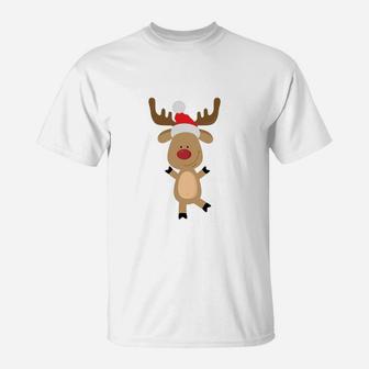 Dancing Rudolph Red Nosed Reindeer Merry Christmas T-Shirt | Crazezy
