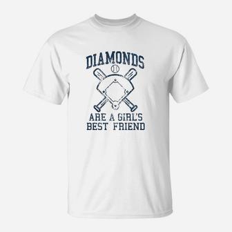 Diamonds Are A Girls Best Friend Funny Cute Baseball T-Shirt | Crazezy DE