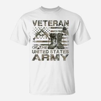 Distressed American Flag Camouflage Proud Us Army Veteran T-Shirt | Crazezy